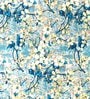 Blue Polyester Floral 9ft Semisheer Eyelet 2 Pc Long Door Curtains