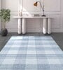 Blue Polyester Geometric 108 x 144 Inches Flat Weaves Dhurries