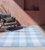 Blue Polyester Geometric 108 x 144 Inches Flat Weaves Dhurries
