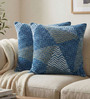 Blue Polyester Geometric 16x16 inches Cushion Covers Set of 2