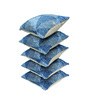 Blue Polyester Geometric 16x16 inches Cushion Covers Set of 5