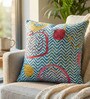 Blue Polyester Geometric 18x18 inches Cushion Cover