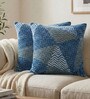 Blue Polyester Geometric 18x18 inches Cushion Covers Set of 2
