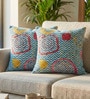 Blue Polyester Geometric 18x18 inches Cushion Covers Set of 2