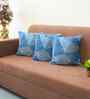 Blue Polyester Geometric 20x20 inches Cushion Covers Set of 3