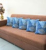 Blue Polyester Geometric 20x20 inches Cushion Covers Set of 5