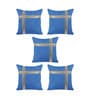 Blue Polyester Geometric 40x40 inches Cushion Covers Set of 5