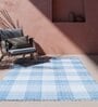 Blue Polyester Geometric 60 x 84 Inches Flat Weaves Dhurries