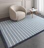 Blue Polyester Geometric 60 x 84 Inches Flat Weaves Dhurries