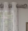 Blue Geometric Polyester 7 Ft Sheer Eyelet Door Curtains (Set of 2)