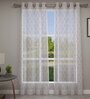 Blue Geometric Polyester 7 Ft Sheer Eyelet Door Curtains (Set of 2)
