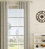 Blue Geometric Polyester 7 Ft Sheer Eyelet Door Curtain