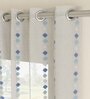 Blue Geometric Polyester 7 Ft Sheer Eyelet Door Curtain