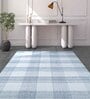 Blue Polyester Geometric 96 x 120 Inches Flat Weaves Dhurries