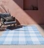 Blue Polyester Geometric 96 x 120 Inches Flat Weaves Dhurries