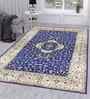 BlueTraditional Pattern Polyester Machine Made 4 X 6 Feet Carpet