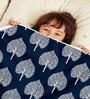 Blue Polyester Patterned 120 GSM Single Bed Kids Dohar