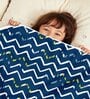 Blue Polyester Patterned 120 GSM Single Bed Kids Dohar