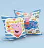 Blue Polyester Peppa 16x16 inches Reversible Kids Cushion (1 Pc)