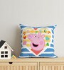 Blue Polyester Peppa 16x16 inches Reversible Kids Cushion (1 Pc)