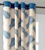 Blue Floral Polyester 7 Ft Semisheer Eyelet Door Curtains (Set of 2)