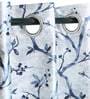 Blue Floral Polyester 8 Ft Light Filtering Eyelet Door Curtain