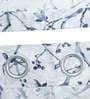 Blue Floral Polyester 8 Ft Light Filtering Eyelet Door Curtain