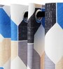 Blue Geometric Polyester 9 Ft Blackout Eyelet Door Curtains (Set of 2)