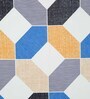 Blue Geometric Polyester 9 Ft Blackout Eyelet Door Curtains (Set of 2)