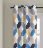 Blue Geometric Polyester 9 Ft Blackout Eyelet Door Curtains (Set of 2)