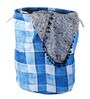 Blue Polyester Slub 50 Ltr (1Pc) Laundry Basket with Lid