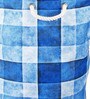 Blue Polyester Slub 50 Ltr (1Pc) Laundry Basket with Lid