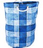 Blue Polyester Slub 50 Ltr (1Pc) Laundry Basket with Lid