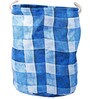 Blue Polyester Slub 50 Ltr (1Pc) Laundry Basket with Lid