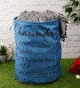 Blue Polyester Slub 50 Ltr (1Pc) Laundry Basket with Lid