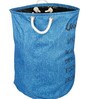 Blue Polyester Slub 50 Ltr (1Pc) Laundry Basket with Lid
