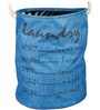 Blue Polyester Slub 50 Ltr (1Pc) Laundry Basket with Lid