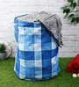 Blue Polyester Slub 50 Ltr (1Pc) Laundry Basket with Lid