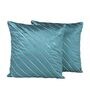 Blue Striped Polyester 16 x 16 Inches Cushion Covers (Set of 2)