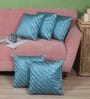 Blue Striped Polyester 16 x 16 Inches Cushion Covers (Set of 5)
