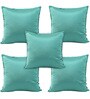 Blue Polyester Solid 16x16 inches Cushion Covers (Set of 5)