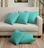 Blue Polyester Solid 16x16 inches Cushion Covers (Set of 5)