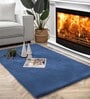 Blue Solid Polyester 3 ft x 5 ft Machine Made Carpet