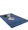 Blue Solid Polyester 3 ft x 5 ft Machine Made Carpet