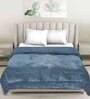 Blue Polyester Solid 380 GSM Double Bed AC Room Quilts