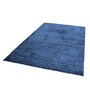 Blue Solid Polyester 6 ft x 9 ft Machine Made Carpet