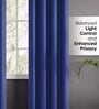 Blue Polyester Solid Light Filtering Eyelet 7 Feet Door Curtain