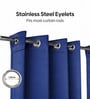Blue Polyester Solid Light Filtering Eyelet 7 Feet Door Curtains (2 Pc)