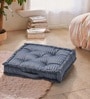 Blue Striped Polyester 20x20 Inches Floor Cushion