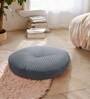 Blue Striped Polyester 22x22 Inches Floor Cushion